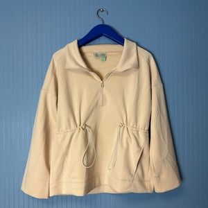 Saturday Sunday by Anthropologie Peach Cowl-Neck Hal-Zip Sweatshirt with Pockets